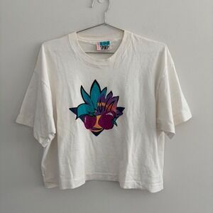 Vintage In Sport Women Graphic Crop T-Shirt White One Size Retro 80s 90s Tee